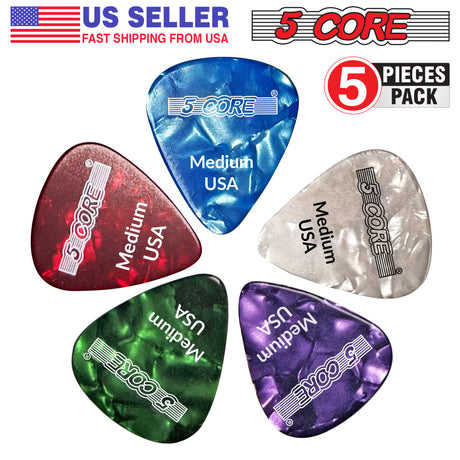 5 Core Guitar Picks - 5 Pack Medium 0.71mm Thickness- Guitar Picks for Acoustic Guitar, Electric Guitar, Bass Guitar with Natural Feel, Warm Tone- G PICK M RGWPB