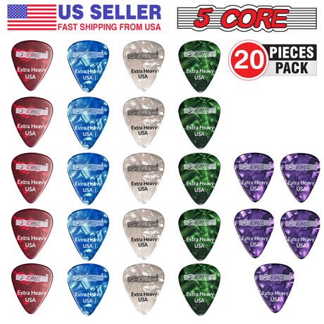 5 Core Guitar Picks 20 Pack | Stylish Celluloid Guitar Picks | Premium Heavy Duty Guitar Picks 1.2mm Thick Extremely Durable Plectrums Mixed Colorful- G PICK EXH RGWPB 20PK