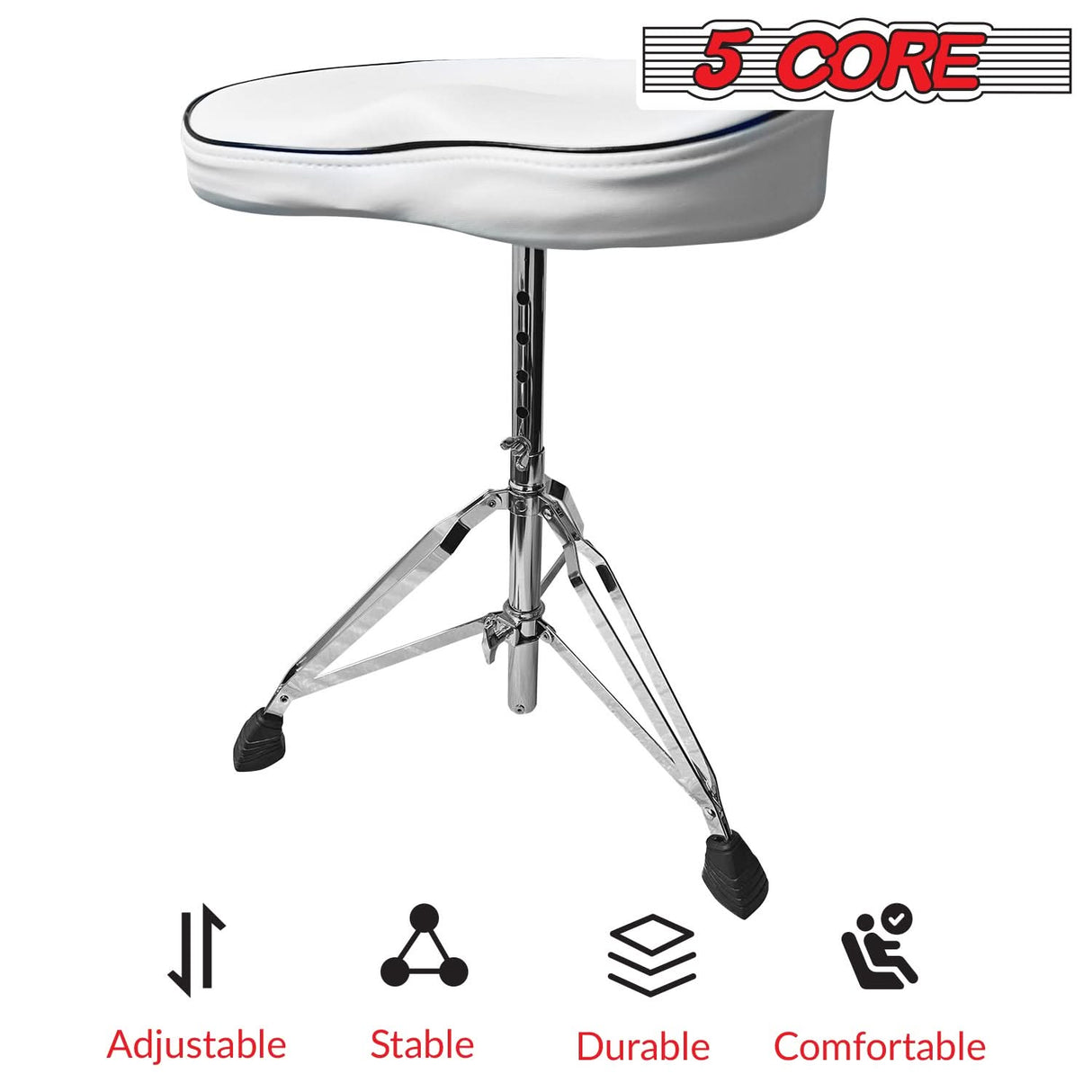 5Core Drum Throne Padded Guitar Stool Saddle Drummer Seat for Adults & Kids