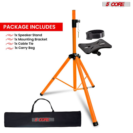 5Core Speaker Stand Tripod Tall Adjustable 72 Inch DJ Pole Mount Studio Monitor Stands ORANGE