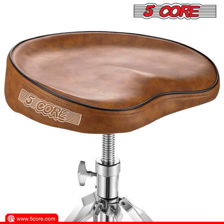 5 Core Drum Throne Saddle Brown| Hoogte verstelbaar gevulde gemaklike tromsitplek| Stoelstoelstyl met dubbele, antislipvoete, gemaklike sitplek vir tromspelers, kitaarspelers- DS CH BR SDL