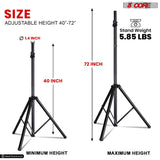 5Core Speaker Stand Tripod Tall Adjustable 72 Inch DJ Pole Mount Studio Monitor Stands Yellow