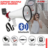 5Core Megaphone Bullhorn Speaker 50W Bull Horn Rechargeable Cheer Megafono 1000 Yards BLUETOOTH