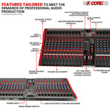 5Core Audio Mixer 24 Channel DJ Mixing Board Bluetooth USB Analog Professional Mezclador De Audio