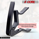 5 Core Guitar Capo Black 2 Pack|6-String Capo for Acoustic and Electric Guitars, Bass, Mandolin, Ukulele- CAPO BLK 2 Pcs