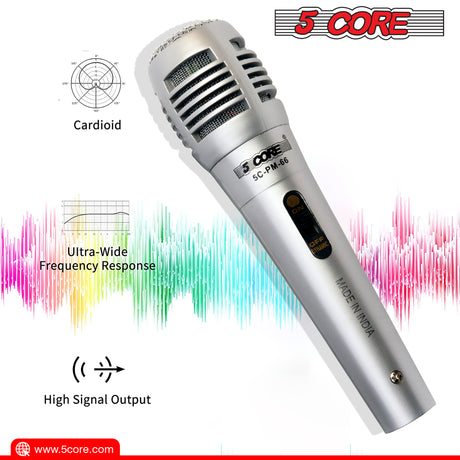 5Core 2 Pieces Dynamic Microphone XLR Audio Cardioid Mic Vocal Karaoke Singing PM-66K 1 Pair
