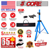 5 Core Speaker Stand Tripod Floor Adjustable Up to 48 Inch DJ Studio Monitor Stands Pole Mount Pair SKY BLUE