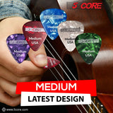 5Core Guitar Picks 0.71mm Celluloid Medium Gauge Pick - Acoustic Electric Bass Guitars RED