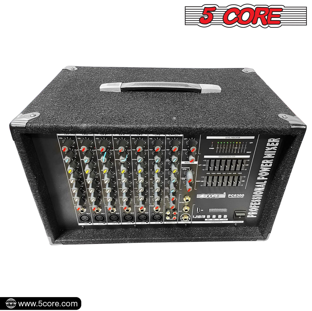 5 Core India Made 6 Channel Compact Studio Mixer with Built-In Effects & USB Interface Digital Mixer for Home Studio Recording, Podcast DJs & more MIXER 6300