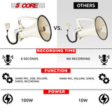 5Core Megaphone Bullhorn Speaker 100W Battery Power Megafono for wide-range loudspeaker use.