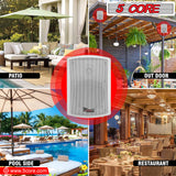 5 CORE 400W MAX 5.25- Inch in-Wall/in-Ceiling 2 Pieces Stereo Speakers Outdoor Speaker 2 Way Slim Wired Waterproof System Indoor Patio Backyard Surround Sound Home Exterior WST White 2PCS