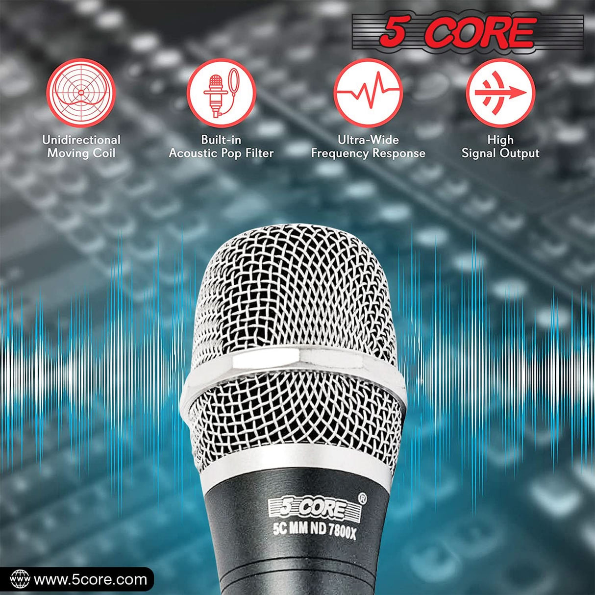 5Core XLR Microphone Dynamic Mic Karaoke Singing Studio Microfono Handheld Mics