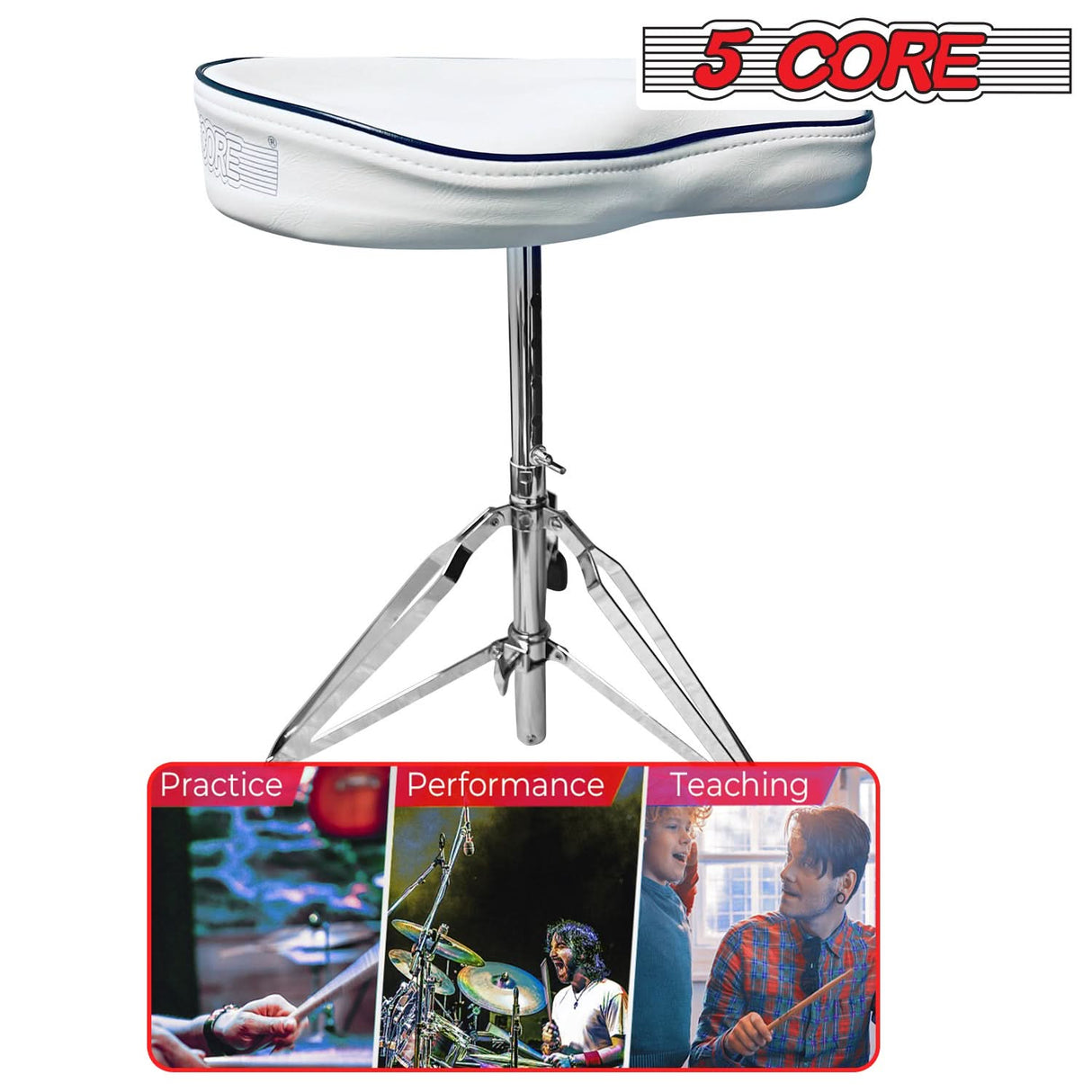 5Core Drum Throne Padded Guitar Stool Saddle Drummer Seat for Adults & Kids