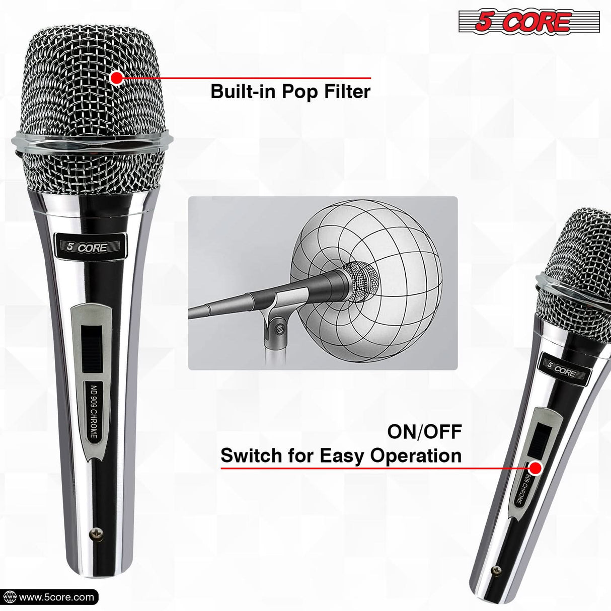 5Core XLR Microphone Dynamic Mic Karaoke Singing Studio Microfono Handheld Mics