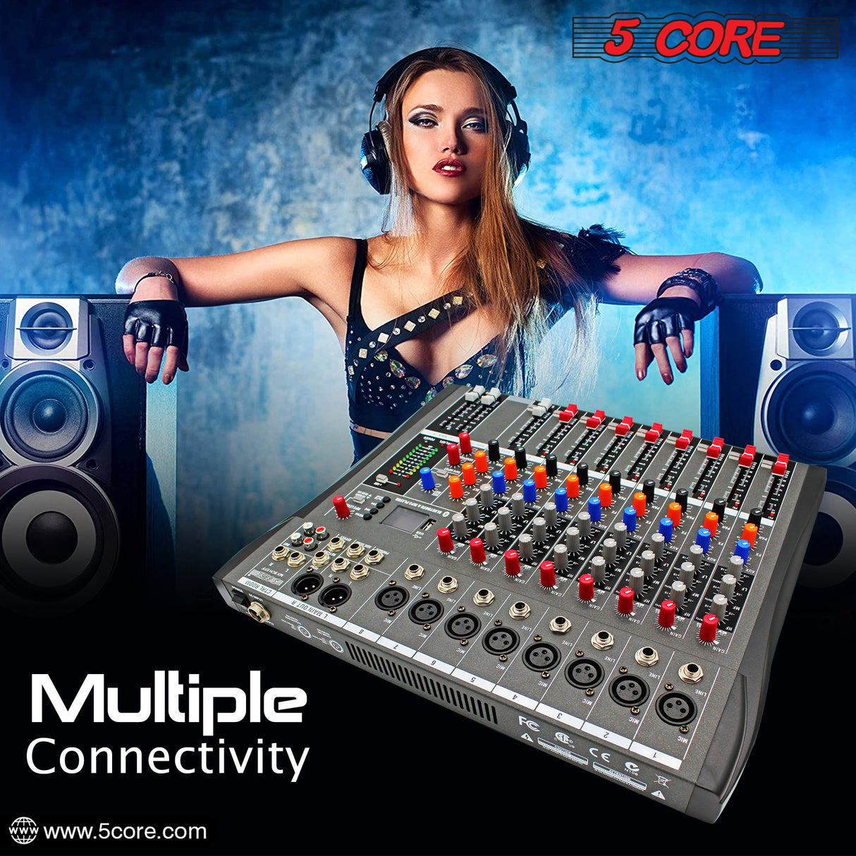 5 Core India Made 8 Channel Compact Studio Mixer with Built-In Effects & USB Interface Digital Mixer for Home Studio Recording, Podcast DJs & more MX 8CH EFF