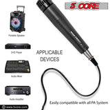 5Core Handheld Dynamic Microphone 2Pcs + Tall Tripod Mic Stand Floor + XLR Cable