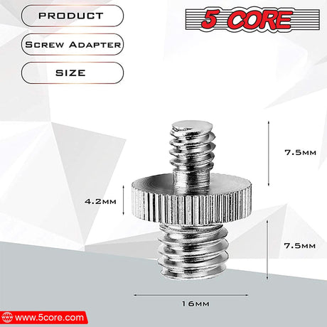 5Core 1/4 Male to 3/8 Inch Male Threaded Camera Tripod Screw Adapter Mount