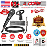 5Core Handheld Dynamic Microphone 2Pcs + Short Tripod Mic Stand Floor + XLR Cable