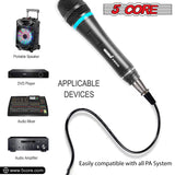 5 Core 2 Pieces Microphone Pro Dynamic Metal Mic XLR Audio Cardiod Vocal Karaoke Singing ND-26X 2PCS