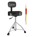 5 Core Drum Throne with Backrest Black, Padded Drum Chair with Back, Motorcycle Style Hydraulic Drum Throne Height Adjustable Drum Stool with Stable Bass Comfortable Seat- DS CH BLK REST-LVR