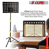 5Core Music Stand For Sheet Music Portable Tripod Adjustable Folding Note Holder Yellow