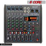 5 Core 4 Channel Compact Studio Mixer with Built-In Effects & USB Interface Bluetooth- Digital Mixer for Home Studio Recording, Podcast DJs and more MX 4CH XL