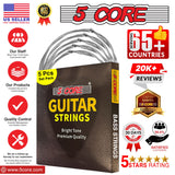 5Core Bass Electric Guitar Strings 0.045-.100 Gauge w Bright Tone for 6 String Guitars