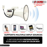 5 Core Megaphone Bullhorn Speaker 100W Bull Horn Battery Power Cheer Megafono 2000 Yard Range Loudspeaker