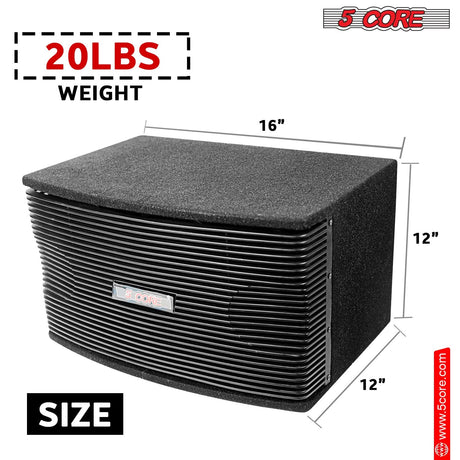 5Core 8 Inch Car Subwoofer Box Black 800W Peak 8 Ohm Vented Trunk Speaker Sub Woofer