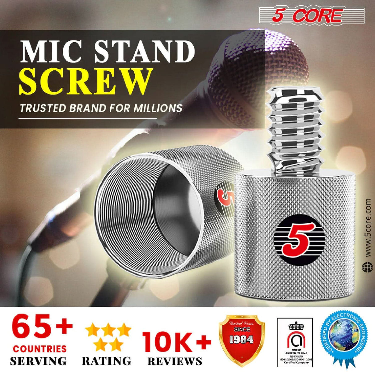 5 Core Mic Stand Adapter 12 Pieces 5/8 Female to 1/4 Inch Male Screw Thread Conversion Connector