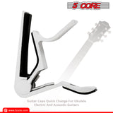 5 Core Guitar Capo White 2 Pack | 6-String Capo for Acoustic and Electric Guitars, Bass, Mandolin, Ukulele- CAPO WH 2 Pcs