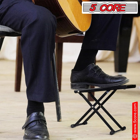 5Core Guitar Foot Stool Height Adjustable Folding Leg Rest Classical Footrest