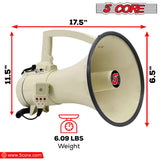 Bullhorn megaphone with plastic megaphone handle for easy carrying.