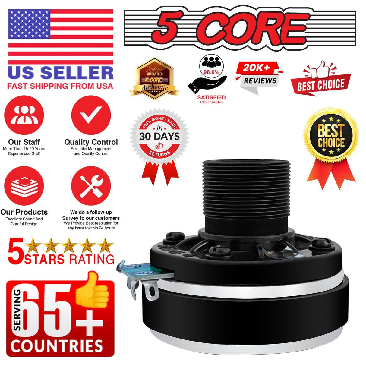 Durable 5 Core Aluminum Tweeter Diaphragm Horn Speaker 200W