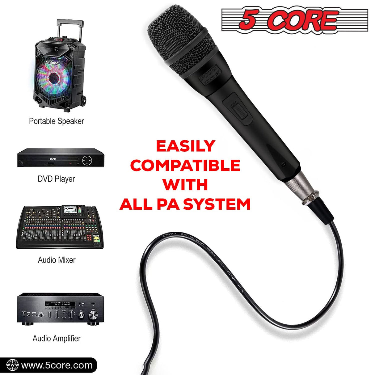 5Core XLR Microphone Dynamic Mic Karaoke Singing Studio Microfono Handheld Mics