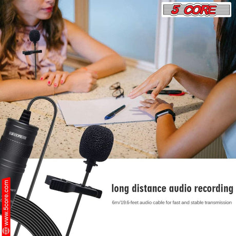 5Core Lavalier Microphone Clip On  Professional Grade 3.5mm Lapel Mic  Omnidirectional Lav Mic