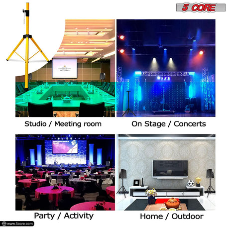 5Core Speaker Stand Tripod Tall Adjustable 72 Inch DJ Pole Mount Studio Monitor Stands Yellow