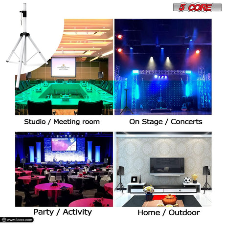 5Core Speaker Stand Tripod Tall Adjustable 72 Inch DJ Pole Mount Studio Monitor Stands WHITE