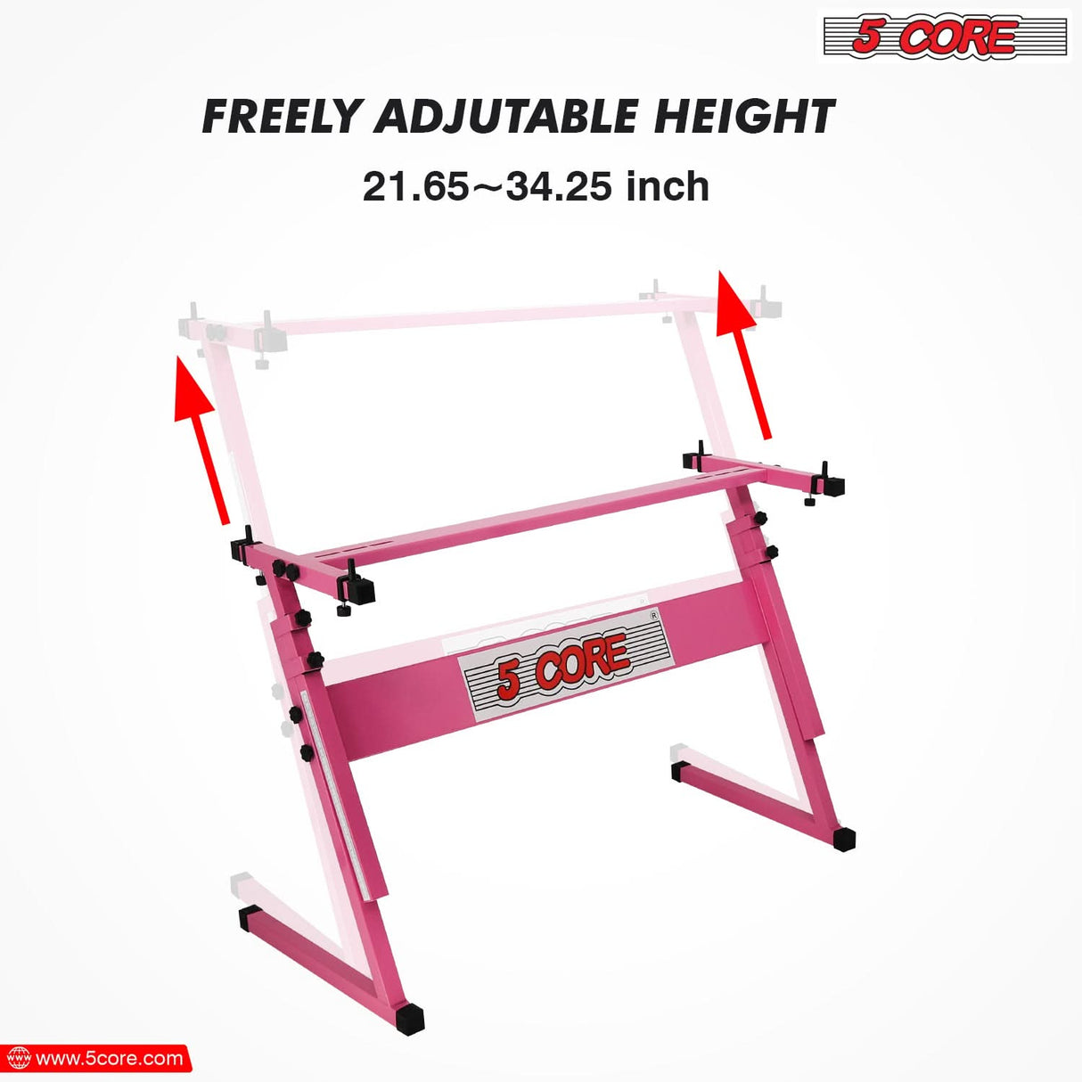 5 Core Keyboard Stand Z Style Height Adjustable Sturdy Piano Riser Lift Holder Stands PINK