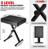 5Core Keyboard Stand Adjustable z Style Piano Riser BLACK + Keyboard Piano Bench BLACK