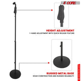 5Core Universal Microphone Stand Height Adjustable 35 to 57" Round Base Floor Mic Holder Metal Build