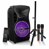 5Core 15 inch PA Portable Bluetooth Party Speaker Karaoke Boombox + 2 Wireless Mics