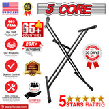 5 Core Keyboard Stand Piano Riser Double Braced X-Style, Adjustable, and Premium Pre-Assembled Digital Piano Bench with Locking Straps and Carry Bag MIXER STAND