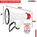 5Core Megaphone Bullhorn Speaker 50W Bull Horn Rechargeable Cheer Megafono 1000 Yards BLUETOOTH