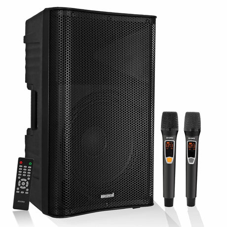 5Core DJ Bluetooth Party Speaker 15 inch Karaoke PA System + 2 Wireless Microphone