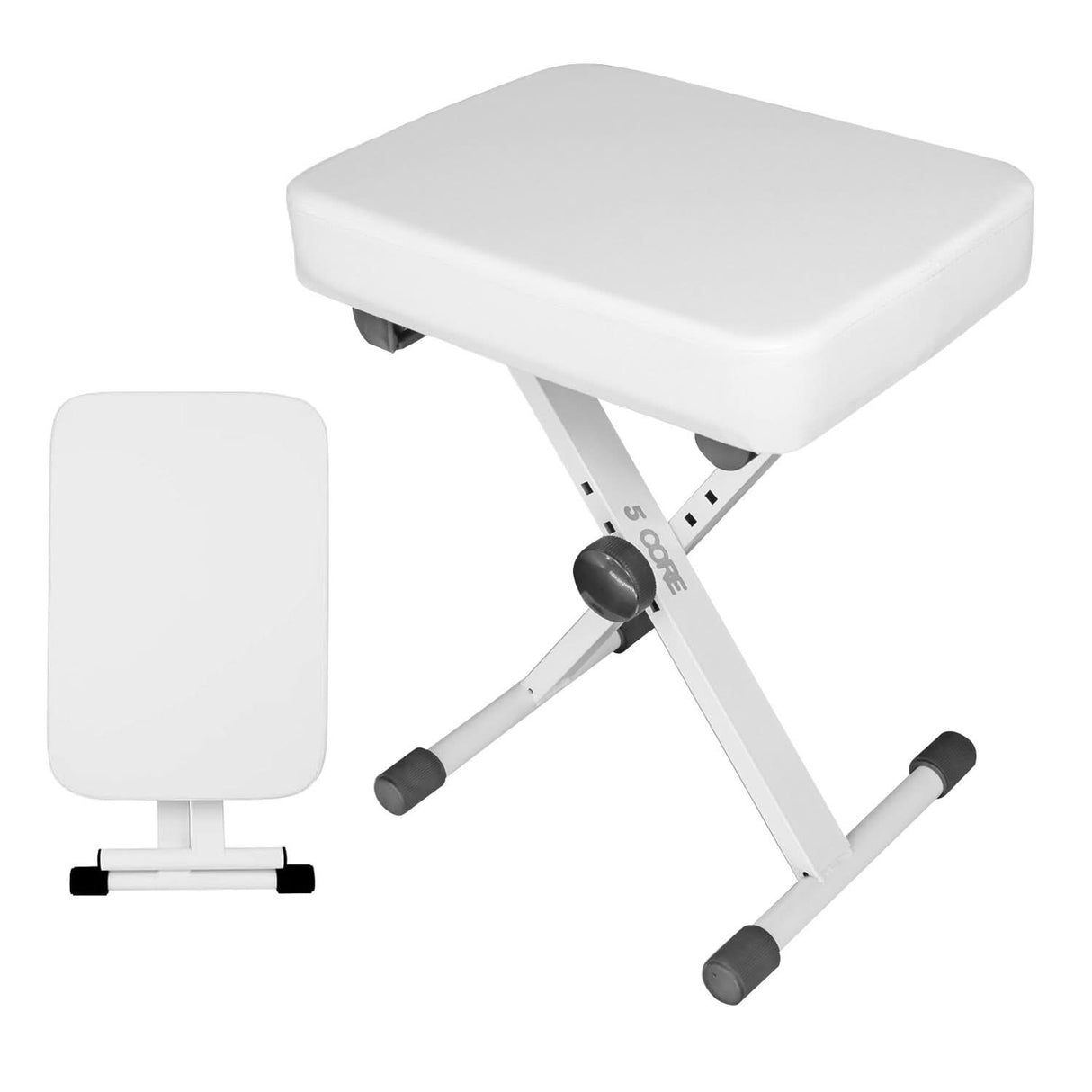 5 Core Keyboard Bench X Style Piano Stool Heavy Duty Adjustable Keyboards Chair White