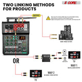 5Core Audio Mixer Sound Board 4 Channel PA DJ Stereo Receiver w Bluetooth USB DJ  PA Karaoke Mixing GOLD