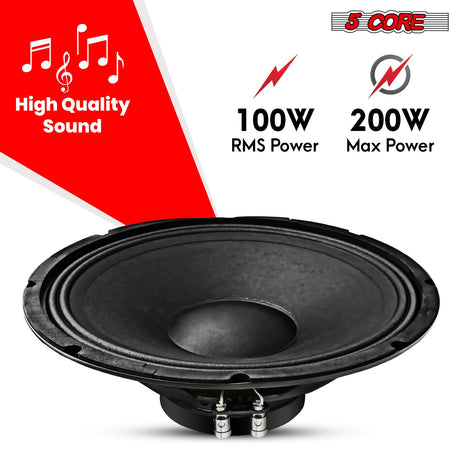 5Core 12 Inch DJ Subwoofer Speaker 200W Peak 8Ohm Audio Replacement Sub woofer 2 PCS