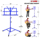 5Core Music Stand For Sheet Music Portable Tripod Adjustable Folding Note Holder BLACK