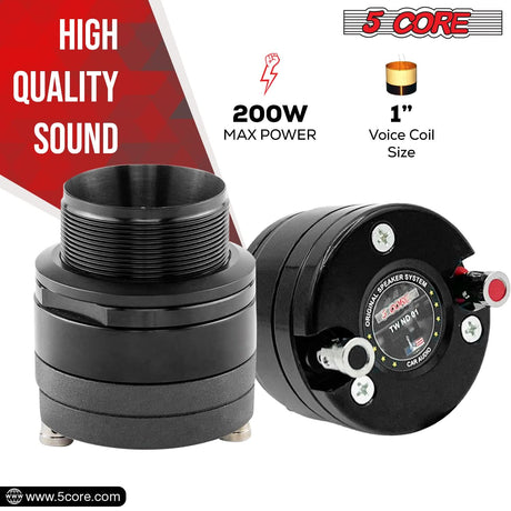 Delivers 200W power with a 1'' voice coil for high-quality sound performance.